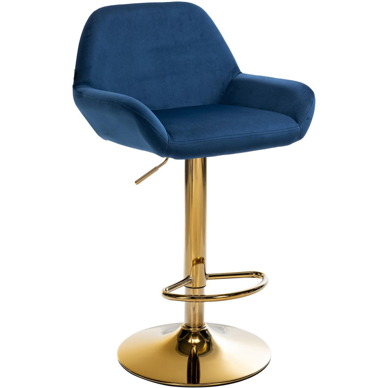 Sgabello da bar Braga Gold in velluto blu