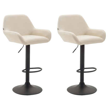 Ensemble de 2 tabourets de bar Braga, similicuir, noir et crème