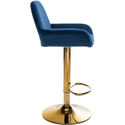 Tabouret de bar Braga Gold velours bleu