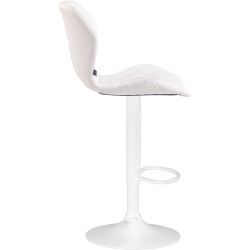 Tabouret de bar en liège et similicuir blanc