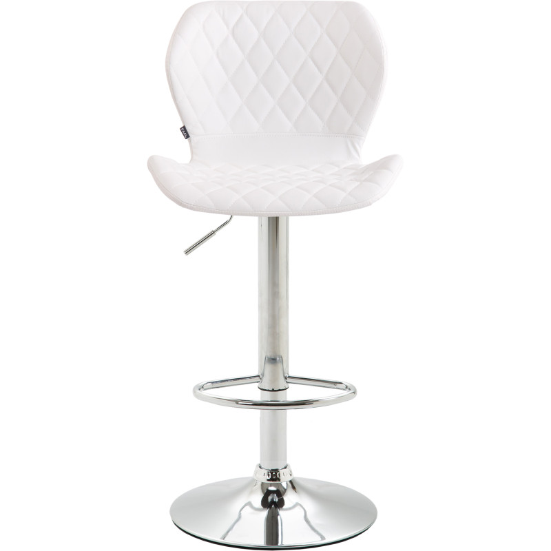 Taburete de bar Cork, imitación piel, blanco cromado