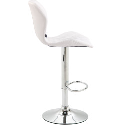 Tabouret de bar en liège, similicuir chromé blanc