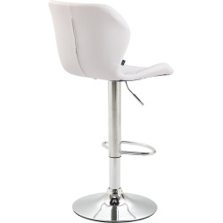 Tabouret de bar en liège, similicuir chromé blanc