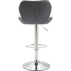 Tabouret de bar en liège, similicuir gris chromé