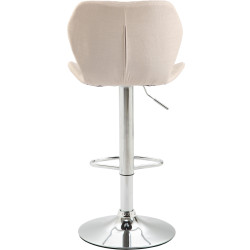 Taburete de bar, tela de corcho, cromo, crema