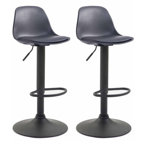 Juego de 2 taburetes de bar Kiel, de plástico, negros