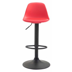 Lot de 2 tabourets de bar Kiel, en plastique, noir et rouge