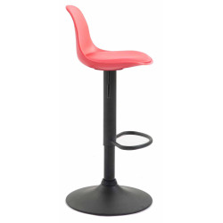 Lot de 2 tabourets de bar Kiel, en plastique, noir et rouge