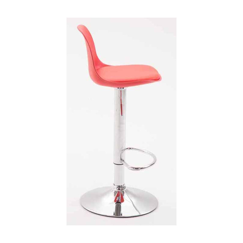 Lot de 2 tabourets de bar Kiel, en plastique rouge chromé