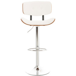 Conjunto de 2 banquetas de bar Sarnia, em couro sintético, cor nogueira/branco