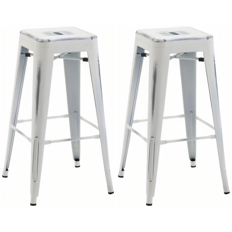 Set di 2 sgabelli da bar Joshua bianco antico