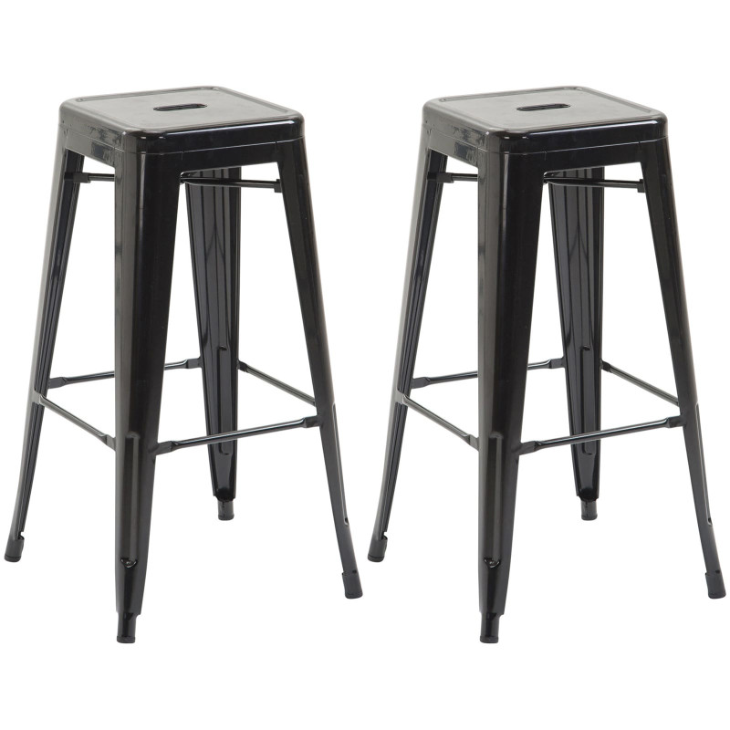 Lot de 2 tabourets de bar Joshua V2, noirs