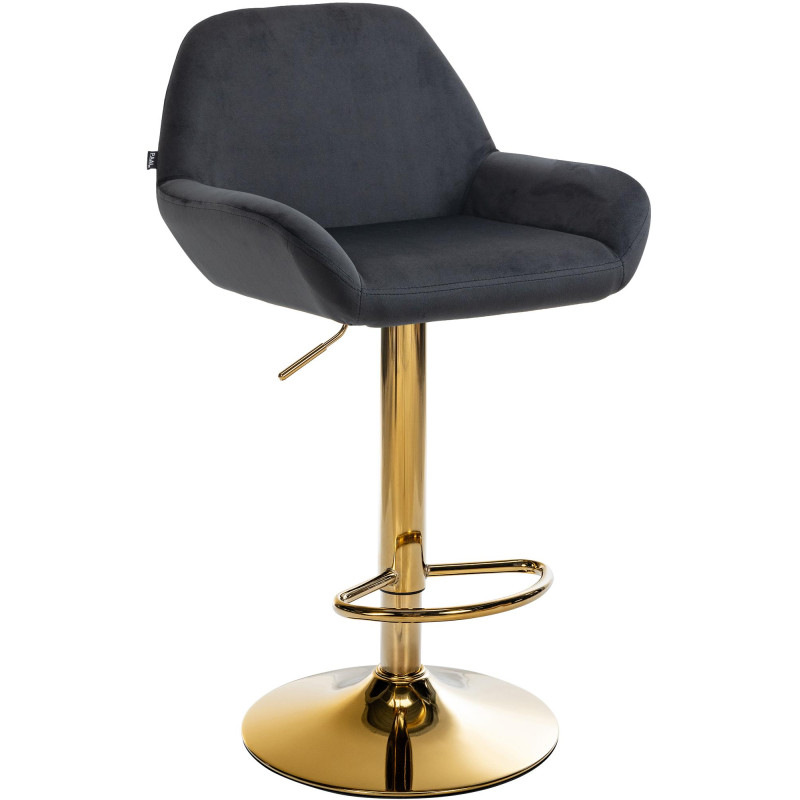 Tabouret de bar Braga Gold velours noir