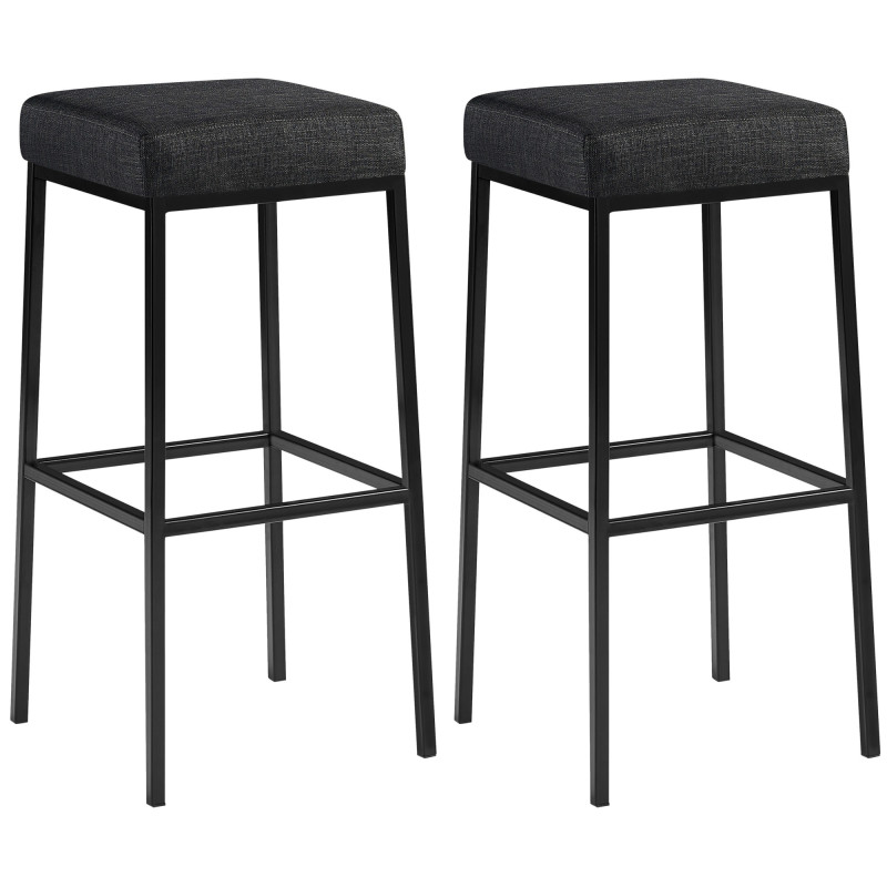 Ensemble de 2 tabourets de bar Montréal, 85 cm, tissu, noir/gris foncé
