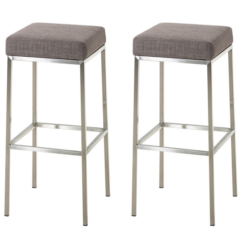 Ensemble de 2 tabourets de bar Montréal, 85 cm, tissu, acier inoxydable, gris