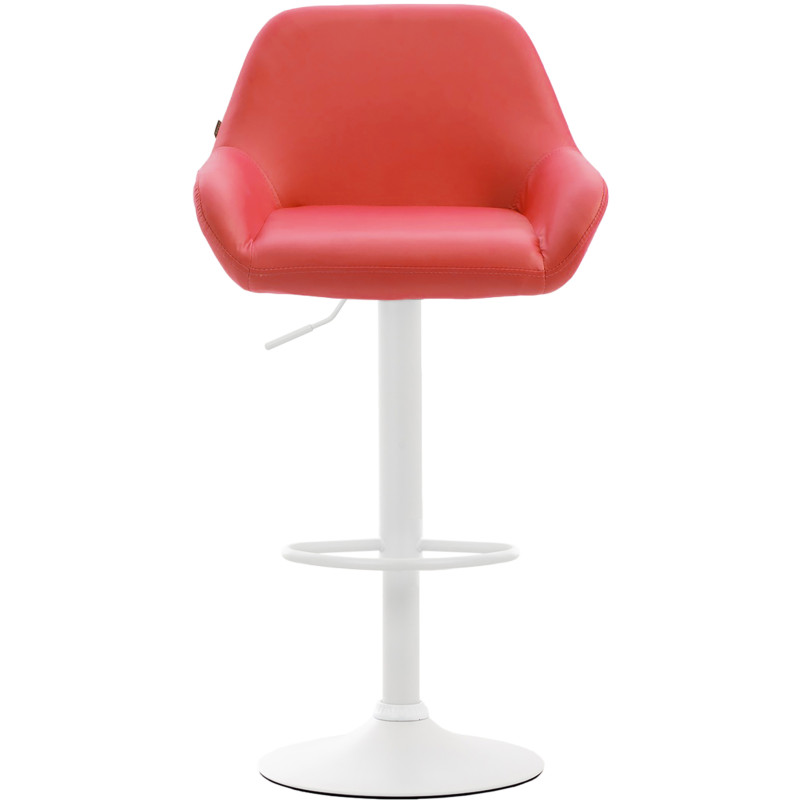 Tabouret de bar Braga, similicuir, blanc/rouge