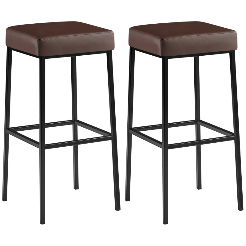 Juego de 2 taburetes de bar Montreal 85, imitación de cuero, negro/marrón