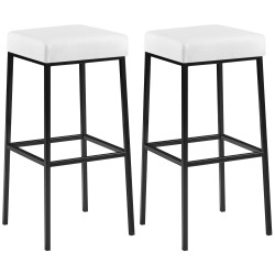 Conjunto de 2 banquetas de bar Montreal 85, em couro sintético, preto e branco.