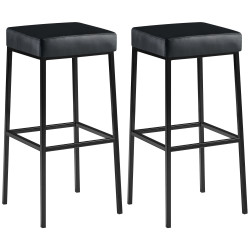Juego de 2 taburetes de bar Montreal 85, imitación de cuero, negros