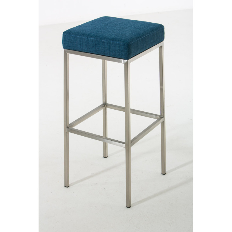 Ensemble de 2 tabourets de bar Montreal 80, tissu, acier inoxydable, bleu