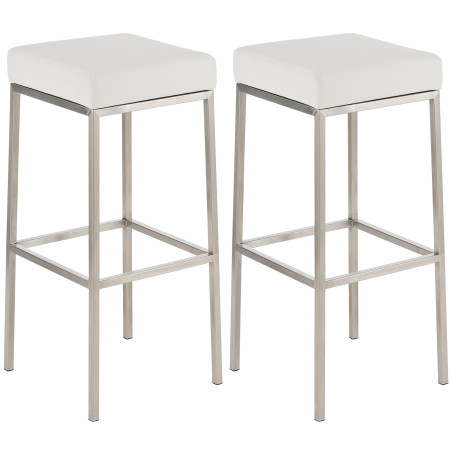 Ensemble de 2 tabourets de bar Montreal 80, similicuir, acier inoxydable, blanc