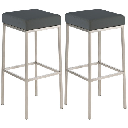 Ensemble de 2 tabourets de bar Montreal 80, similicuir, acier inoxydable, gris