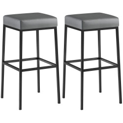 Ensemble de 2 tabourets de bar Montreal 80, similicuir, noir/gris