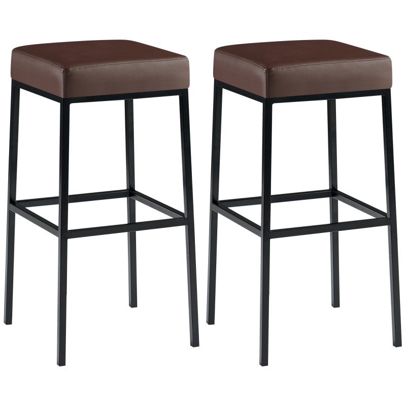 Conjunto de 2 banquetas de bar Montreal 80, em couro sintético, preto/marrom.