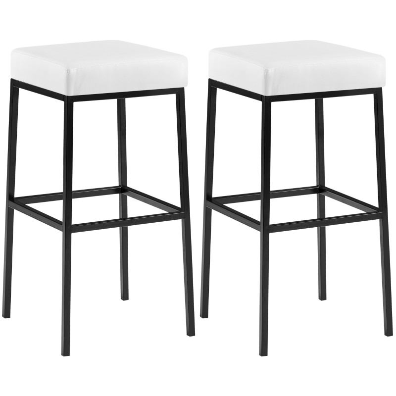 Ensemble de 2 tabourets de bar Montreal 80, similicuir, noir et blanc