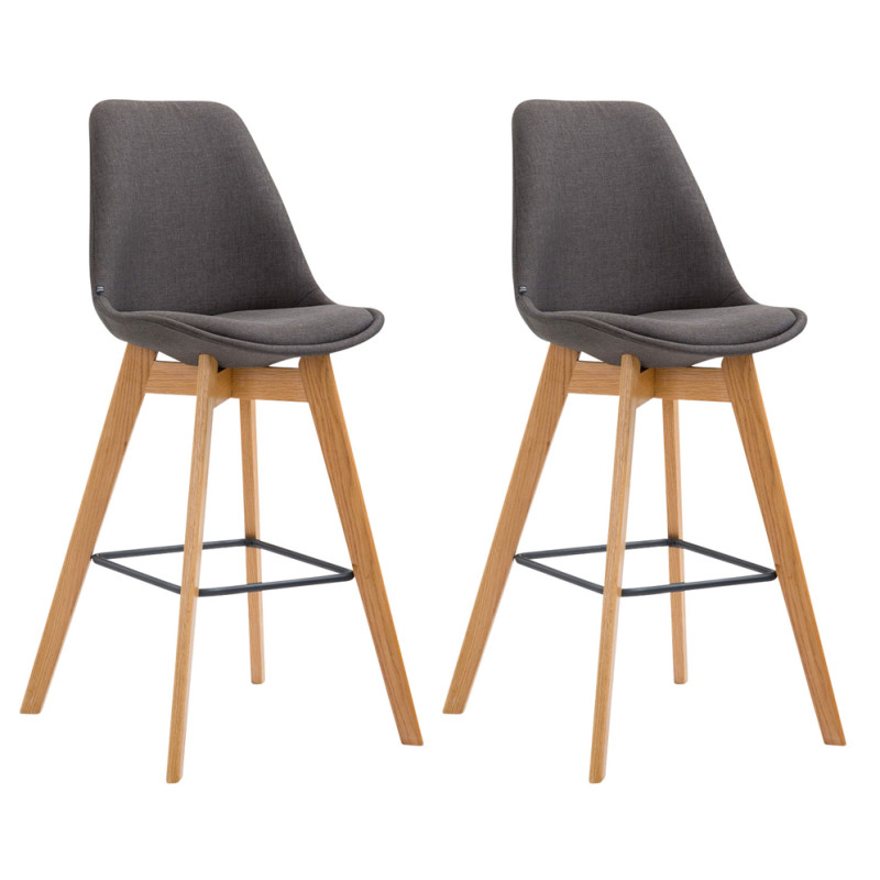 Ensemble de 2 tabourets de bar Metz, tissu Natura gris foncé