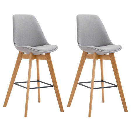 Lot de 2 tabourets de bar Metz en tissu gris naturel