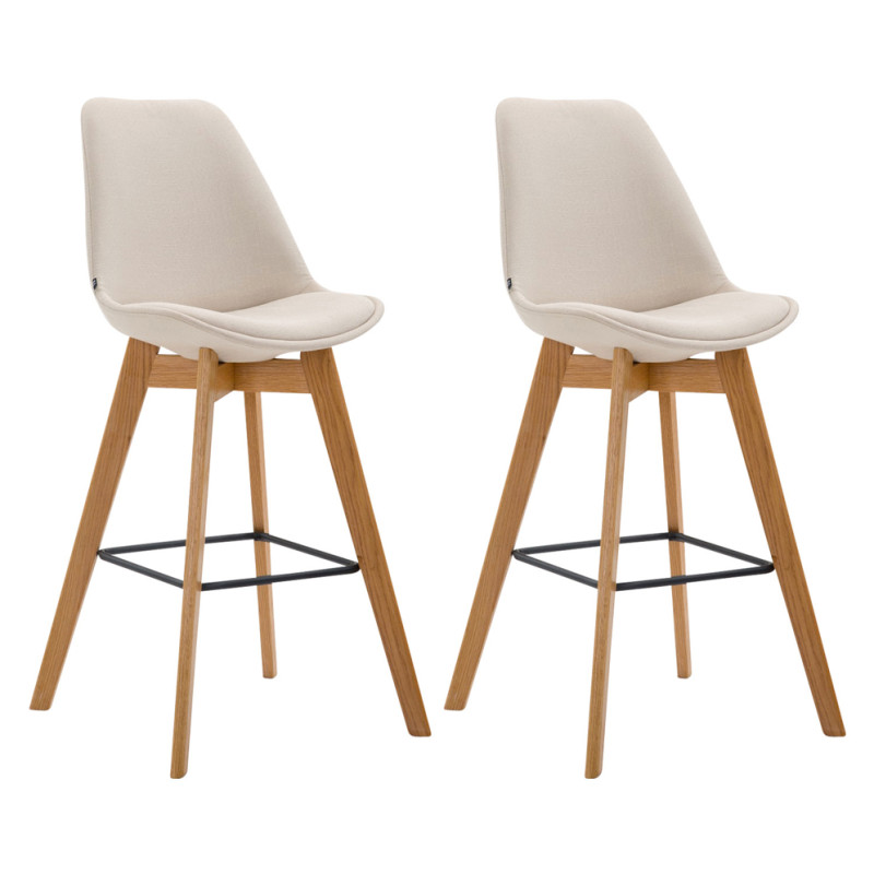 Juego de 2 taburetes de bar Metz tapizados en tela color crema natural