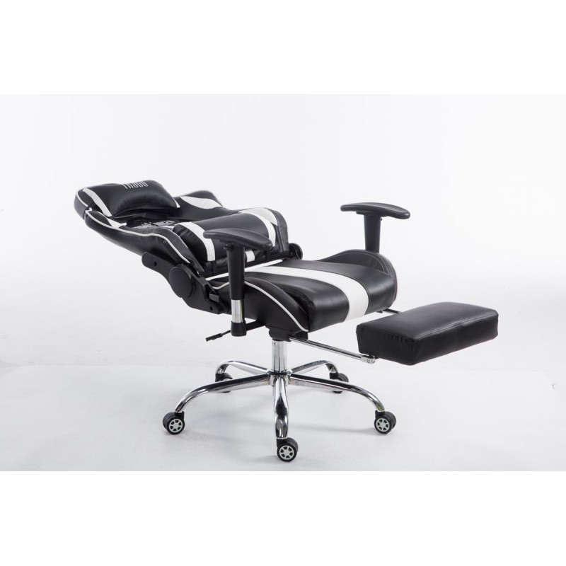 Chaise de bureau de course Limit avec repose-pieds noir/blanc