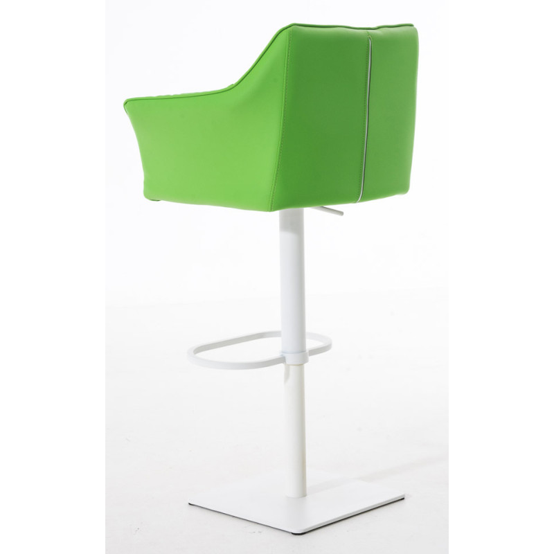 Ensemble de 2 tabourets de bar Damaso, similicuir, blanc/vert