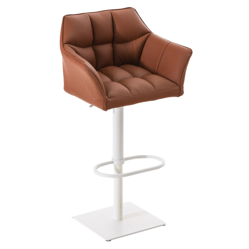 Set di 2 sgabelli da bar Damaso, similpelle, bianco/marrone chiaro