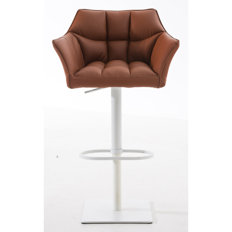 Ensemble de 2 tabourets de bar Damaso, similicuir, blanc/marron clair
