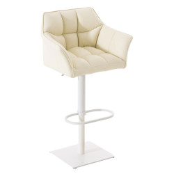 Ensemble de 2 tabourets de bar Damaso, similicuir, blanc/crème