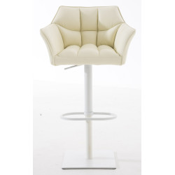 Conjunto de 2 banquetas de bar Damaso, em couro sintético, branco/creme.