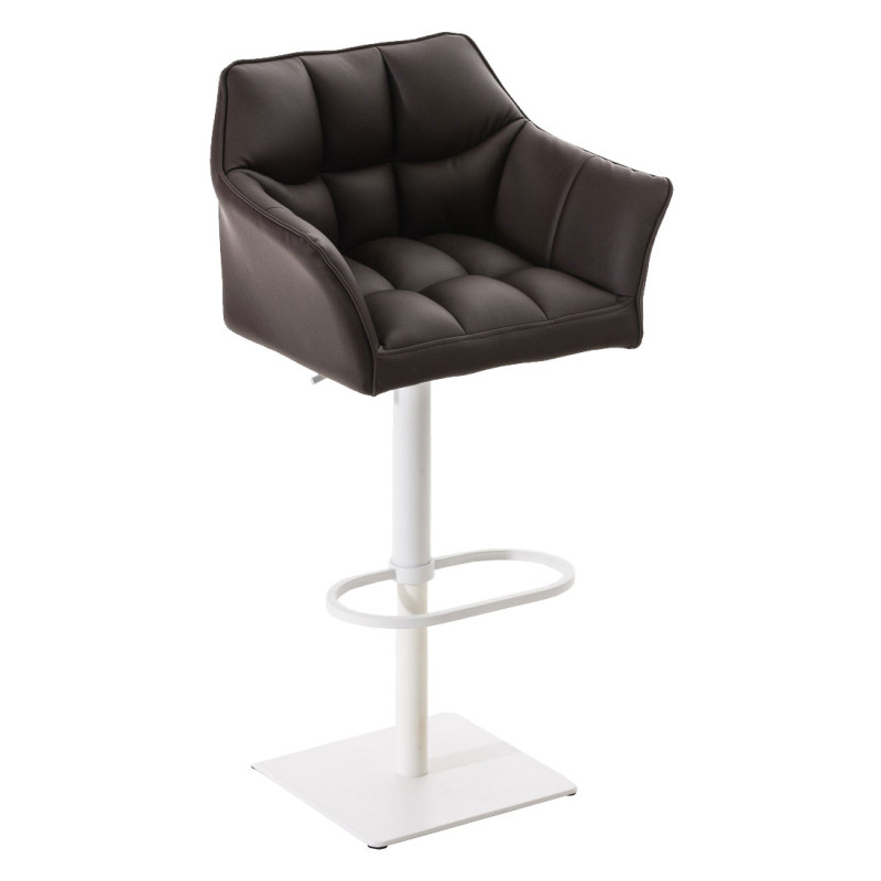 Ensemble de 2 tabourets de bar Damaso, similicuir, blanc/marron