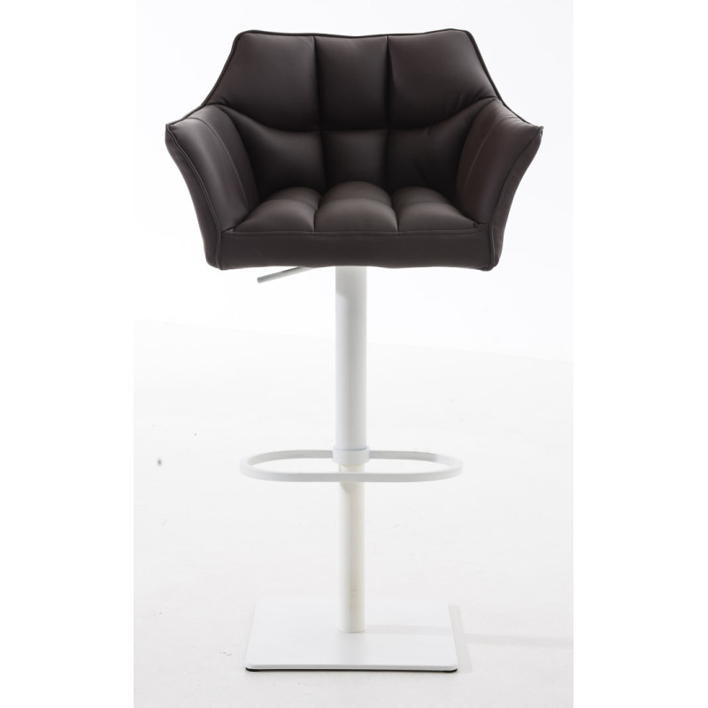 Ensemble de 2 tabourets de bar Damaso, similicuir, blanc/marron