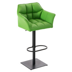 Ensemble de 2 tabourets de bar Damaso en similicuir noir et vert