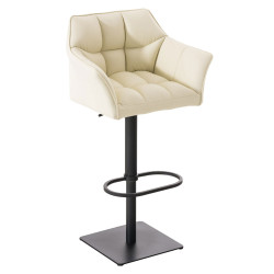 Juego de 2 taburetes de bar Damaso en piel sintética negra y crema
