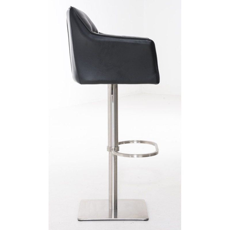 Set di 2 sgabelli da bar Damaso in similpelle acciaio inox nero