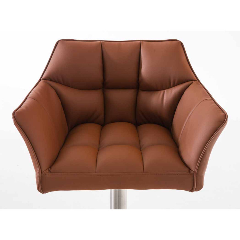 Ensemble de 2 tabourets de bar Damaso, similicuir, acier inoxydable, marron clair