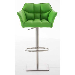 Conjunto de 2 banquetas de bar Damaso em couro sintético e aço inoxidável verde.