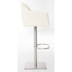 Ensemble de 2 tabourets de bar Damaso, similicuir, acier inoxydable, crème