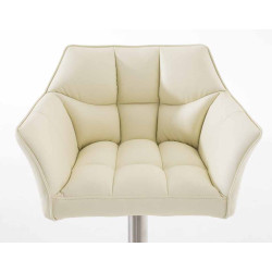 Ensemble de 2 tabourets de bar Damaso, similicuir, acier inoxydable, crème