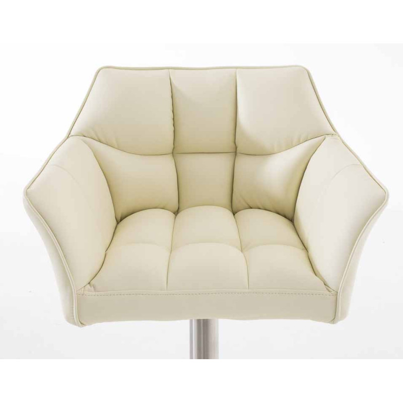 Ensemble de 2 tabourets de bar Damaso, similicuir, acier inoxydable, crème