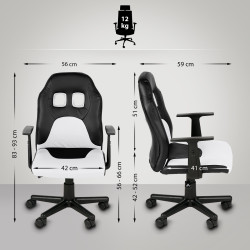 Chaise de bureau pour enfants Fun noir/blanc