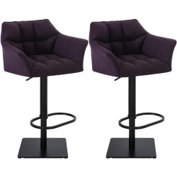 Ensemble de 2 tabourets de bar en tissu Damaso noir et violet